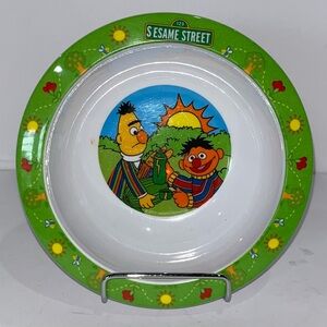 2002 Sesame Street Green Bert & Ernie Kids Dinner Bowl